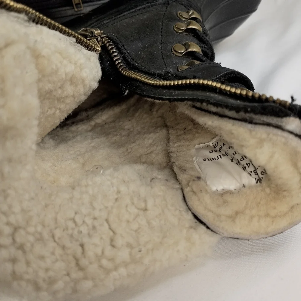 𝅺SPERRY sz 6 Black Fur Lined Duck Boots